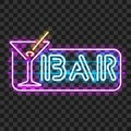 Glowing neon bar sign with martini glass Royalty Free Stock Photo