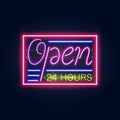 Glowing Neon Bar Sign for Your Custom Banner. realistic design. With the inscription open. Royalty Free Stock Photo