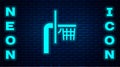 Glowing neon Basketball backboard icon isolated on brick wall background. Vector Royalty Free Stock Photo