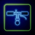 Glowing neon Bicycle handlebar icon isolated on blue background. Vector Royalty Free Stock Photo