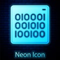 Glowing neon Binary code icon isolated on brick wall background. Vector Royalty Free Stock Photo