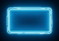 Glowing neon blue rectangular frame with horizontal lines isolated on white background Royalty Free Stock Photo