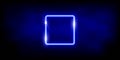 Glowing neon blue square with sparkles in fog abstract background. Electric light frame. Geometric fashion design vector Royalty Free Stock Photo
