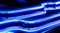 Glowing neon blue tubes in a futuristic array against darkness - Generative AI