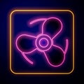 Glowing neon Boat propeller, turbine icon isolated on black background. Vector Royalty Free Stock Photo
