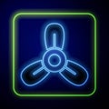 Glowing neon Boat propeller, turbine icon isolated on blue background. Vector Royalty Free Stock Photo