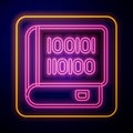 Glowing neon Books about programming icon isolated on black background. Programming language concept. PHP, CSS, XML Royalty Free Stock Photo