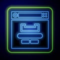 Glowing neon Browser window icon isolated on blue background. Vector Illustration Royalty Free Stock Photo