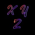 Glowing neon capital letters - letters X-Z