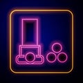 Glowing neon Cartridges icon isolated on black background. Shotgun hunting firearms cartridge. Hunt rifle bullet icon Royalty Free Stock Photo