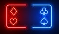 glowing neon casino ace card banner play and win jackpot