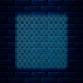 Glowing neon Chain Fence icon isolated on brick wall background. Metallic wire mesh pattern. Vector Royalty Free Stock Photo