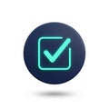 Glowing Neon Checkmark Inside a Dark Circle Icon tick approval Royalty Free Stock Photo
