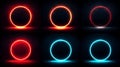 Glowing Neon Circles with Dynamic Light Effects Royalty Free Stock Photo