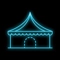 Glowing neon circus tent sign on black background Royalty Free Stock Photo
