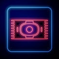 Glowing neon Classic carpet icon isolated on black background. Vector