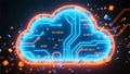 Neon Cloud Computing Circuit Technology Icon Royalty Free Stock Photo