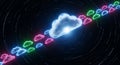 Glowing Neon Cloud Network Data Transfer Cloud Computing Concept Royalty Free Stock Photo