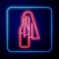 Glowing neon Cocktail molotov icon isolated on blue background. Vector Royalty Free Stock Photo