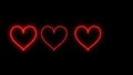 Glowing neon-colored heart trail animation. Royalty Free Stock Photo
