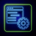 Glowing neon Computer api interface icon isolated on blue background. Application programming interface API technology Royalty Free Stock Photo
