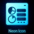 Glowing neon Computer api interface icon isolated on brick wall background. Application programming interface API Royalty Free Stock Photo