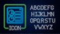Glowing neon Computer api interface icon isolated on brick wall background. Application programming interface API Royalty Free Stock Photo