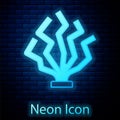 Glowing neon Coral icon isolated on brick wall background. Vector