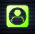 Glowing neon Create account screen icon isolated on brick wall background. Vector Royalty Free Stock Photo