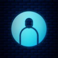 Glowing neon Create account screen icon isolated on brick wall background. Vector Illustration Royalty Free Stock Photo