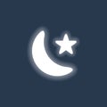 Glowing Neon Crescent Moon and Star Icon. Islamic Sign Symbol