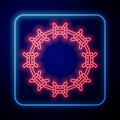 Glowing neon Crown of thorns of Jesus Christ icon isolated on black background. Religion, bible, christianity concept Royalty Free Stock Photo