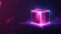 Glowing neon cube creating abstract digital technology concept Royalty Free Stock Photo