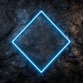 glowing neon diamond shape on dark rock background Royalty Free Stock Photo