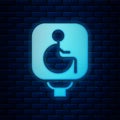 Glowing neon Disabled wheelchair icon isolated on brick wall background. Disabled handicap sign. Vector Royalty Free Stock Photo