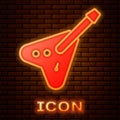 Glowing neon Electric bass guitar icon isolated on brick wall background. Vector Royalty Free Stock Photo