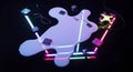 Glowing neon electric guitar closeup Royalty Free Stock Photo