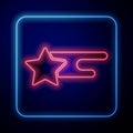 Glowing neon Falling star icon isolated on blue background. Shooting star with star trail. Meteoroid, meteorite, comet Royalty Free Stock Photo