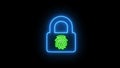 Glowing neon finger security lock icon. Shield lock with tech lock icon. Royalty Free Stock Photo