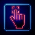 Glowing neon Fingerprint icon isolated on blue background. ID app icon. Identification sign. Touch id. Vector