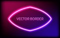 Glowing neon frame with light bulbs on colorful dark background