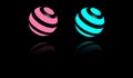 Glowing neon globe in pink and blue color for technology and science projects