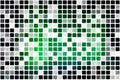 Glowing neon green occasional opacity mosaic over white