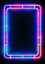 Glowing neon gridlines frame 80s retro nostalgic Royalty Free Stock Photo