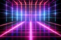 Glowing neon gridlines themed backdrop 80s retro nostalgic Royalty Free Stock Photo