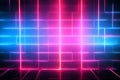 Glowing neon gridlines themed backdrop 80s retro nostalgic Royalty Free Stock Photo