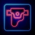 Glowing neon Gun in holster, firearms icon isolated on blue background. Vector Royalty Free Stock Photo