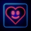 Glowing neon Heart icon isolated on black background. Romantic symbol linked, join, passion and wedding. Happy