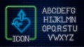 Glowing neon Heartbeat increase icon isolated on brick wall background. Increased heart rate. Neon light alphabet