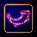 Glowing neon Hunting horn icon isolated on black background. Vector Royalty Free Stock Photo